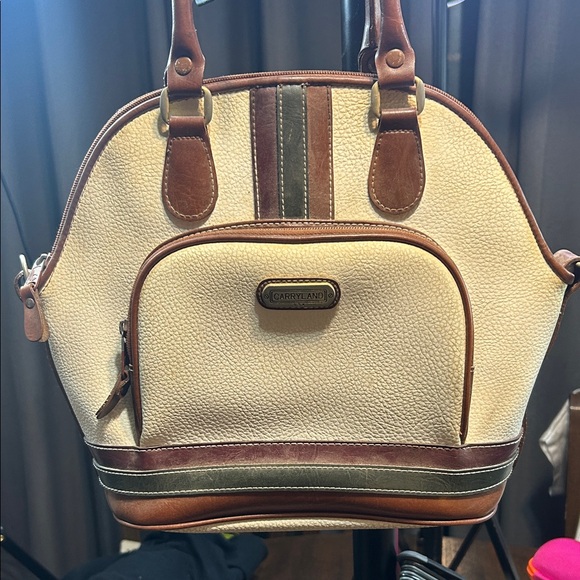 Carryland Cream and Brown Satchel - Picture 1 of 8